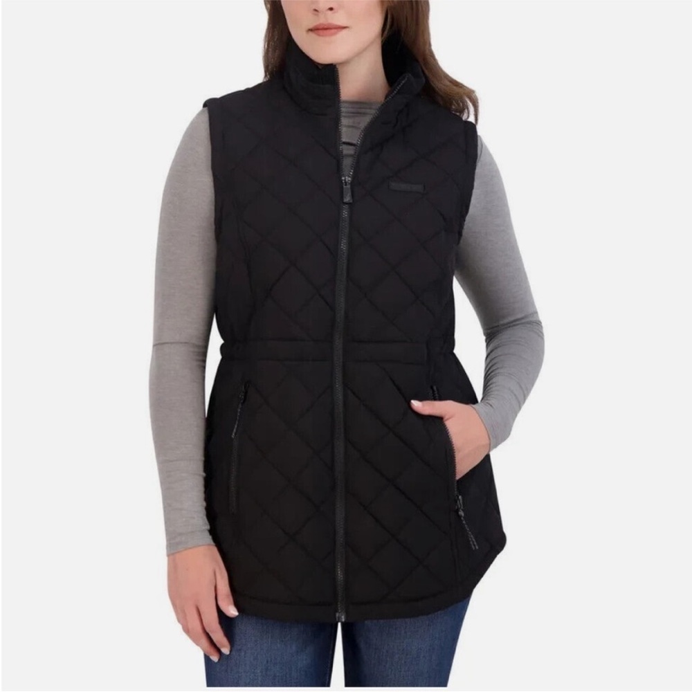 Nautica Full Zip Quilted Anorak Vest Black Size Small